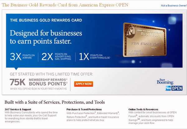 75000 AMEX Business Gold Rewards Card
