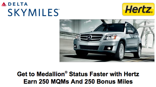 Hertz Delta SkyMiles 250 MQM Deal