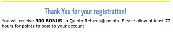 La Quinta 300 Rewards Points