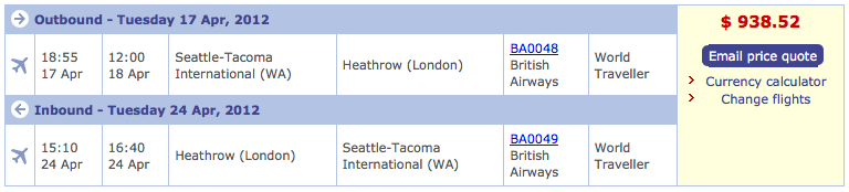 Seattle To Heathrow London