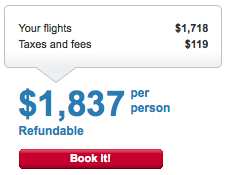 US Airways ANC To JFK Sep 2012 Cost